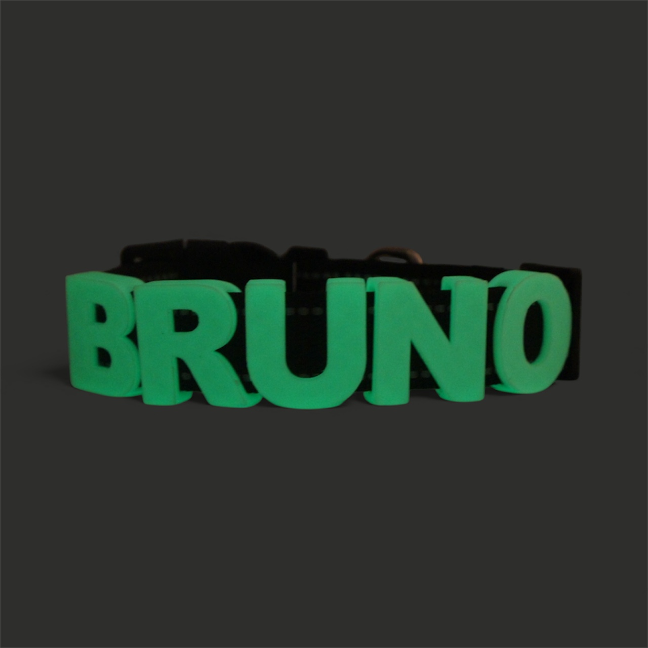 Collar de perro con palabra BRUNO en colores